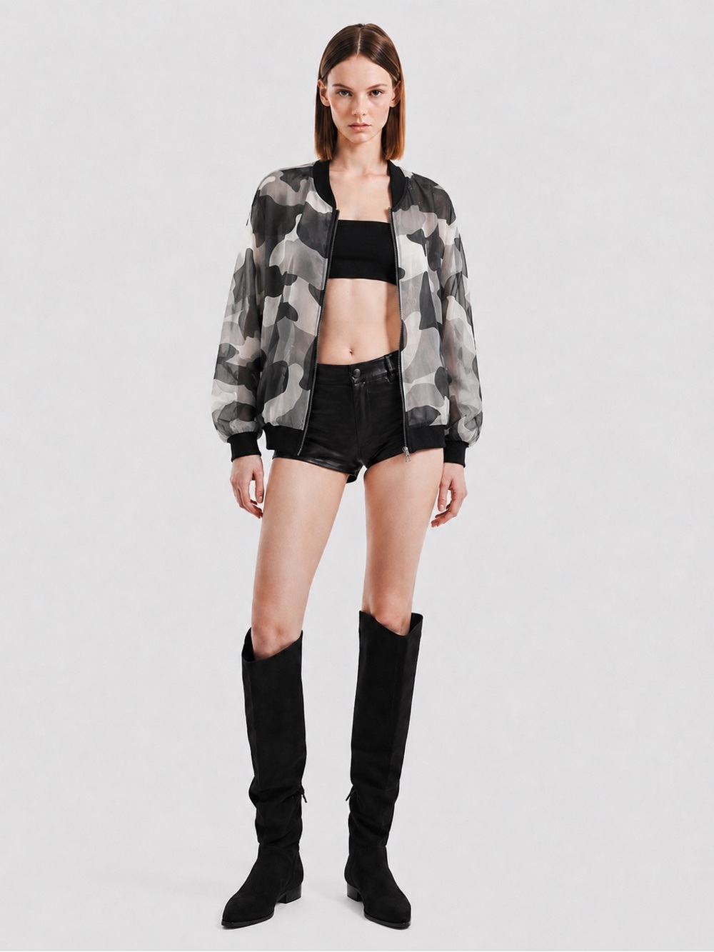 Rudsak Sheer Silk Siren Camo Zipper Bomber